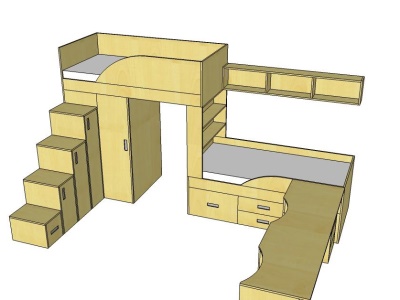 Asymetrická palanda+stůl+police - 63 750 Kč