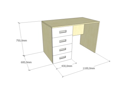 Psací stůl - zapuštěné úchyty 8 400 Kč