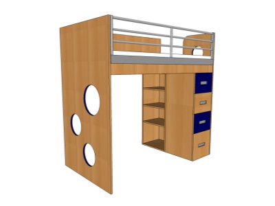 Vyvýšená postel 160 x 90 cm; Buk 1586+modrá U560;28 440 Kč