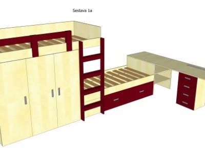 Asymetrická palanda + pracovní stůl - 49 510  Kč