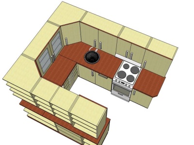 Kuchyně do tvaru U - Bříza + Kalvados