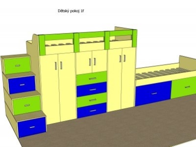 Postele s úložnými prostory + schody 78 620 Kč