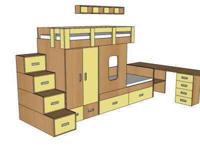Asymetrická palanda+psací stůl+police - 75 200 Kč