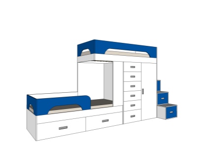 Asymetrická palanda 53 520 Kč - bílá W980 + modrá námořní U525