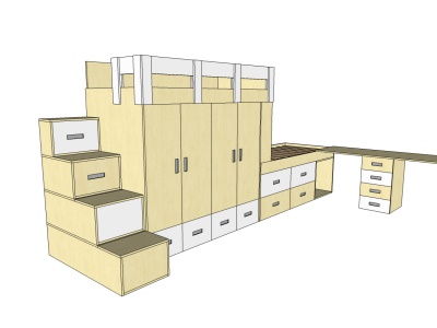 Asymetrická palanda, schody, psací stůl - 90 200 Kč