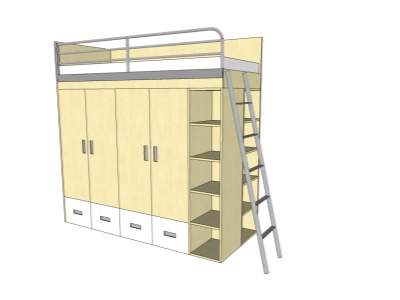 Vyvýšené jednolůžko s kovovými prvky 44 380 Kč; Bříza + bílá