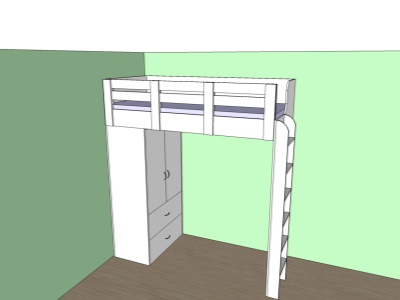 Vyvýšená postel se skříní 24 360 Kč