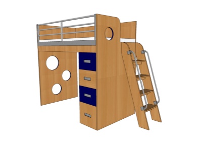 Vyvýšená postel 160 x 90 cm; Buk 1586+modrá U560;28 440 Kč