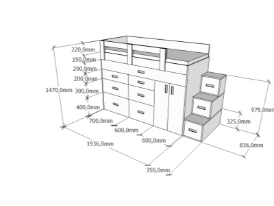 Vyvýšená postel 38 550 Kč